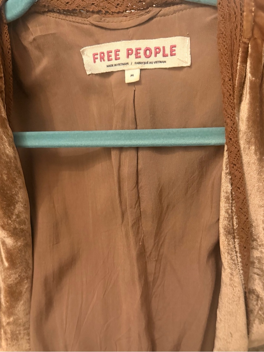Free People Velvet Blazer in Light Brown